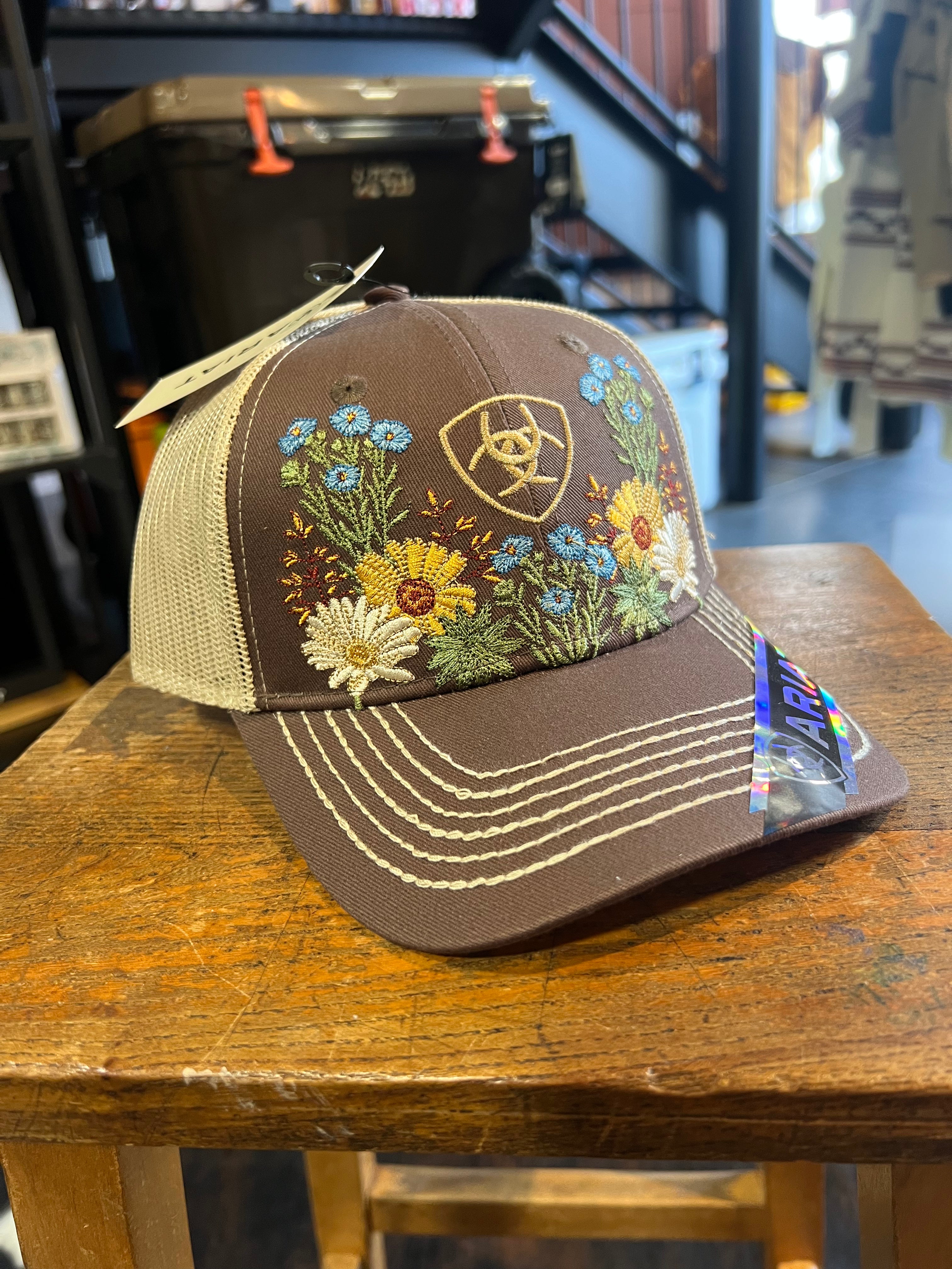 Limited Edition Brown Floral & Pearl Embellished Trucker Hat Embellished hat #trucker #truckerhatcustom  main image 4