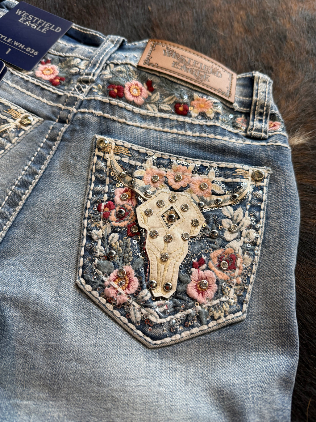 Westfield Eagle Denim Shorts Floral Longhorn