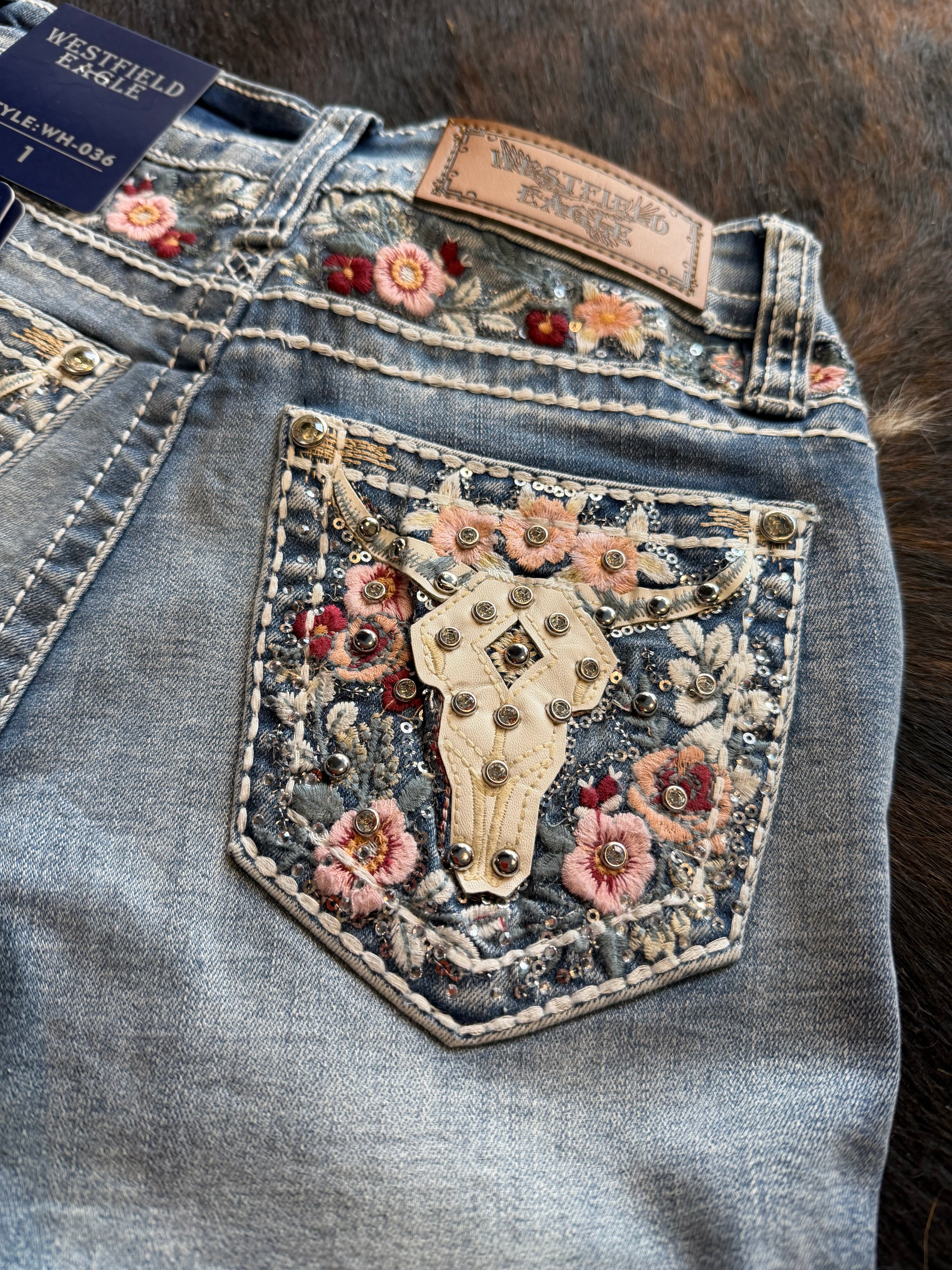 Westfield Eagle Denim Shorts Floral Longhorn