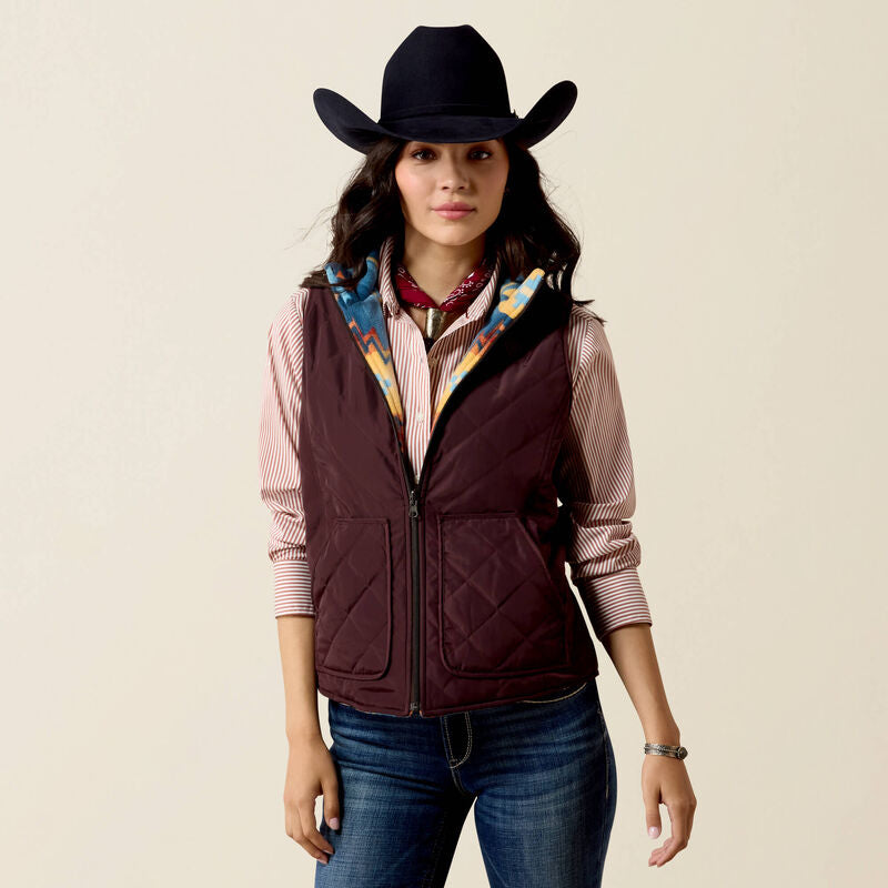 Ariat Dilon 2.0 Reversible Insulated Gilet Chocolate Plum