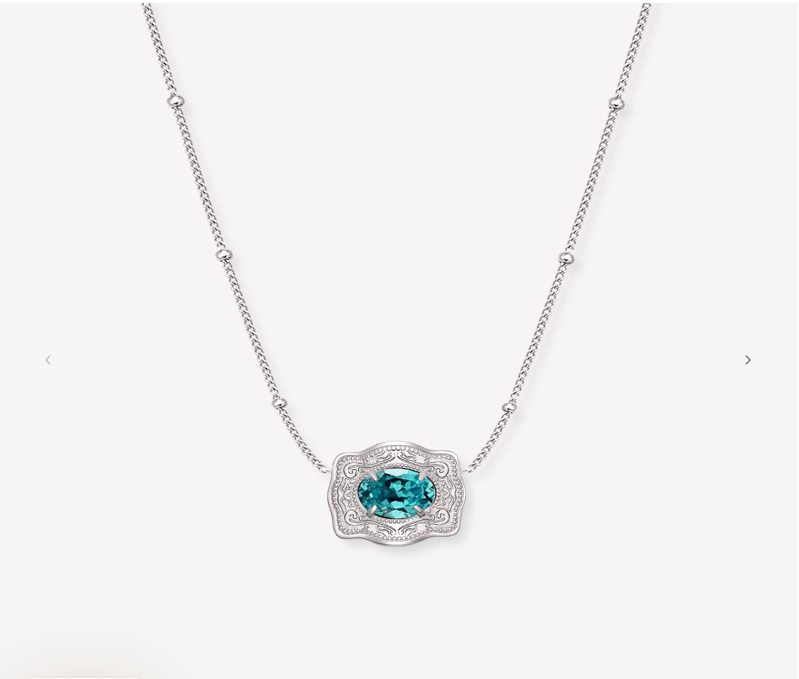 SpurWest Ultra Mini Belt Buckle Necklace Turquoise Stone