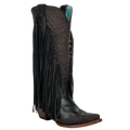 Corral Ladies Black Overlay & Embroidery Fringe Western Boot A5076