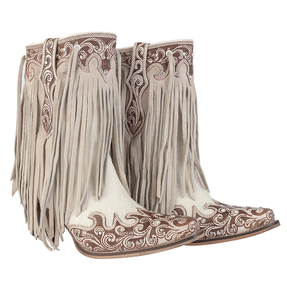 Canyon Fringed Hand-Tooled Boots 10611