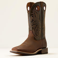 Ariat Highland Toughstock Wide Square Toe Western Boot Brown Oiled Rowdy