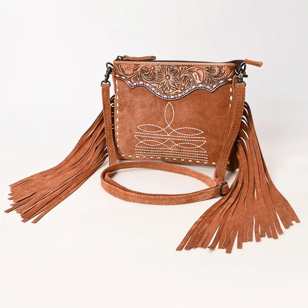 American Darling Boot Stitched Genuine Suede Western Bag