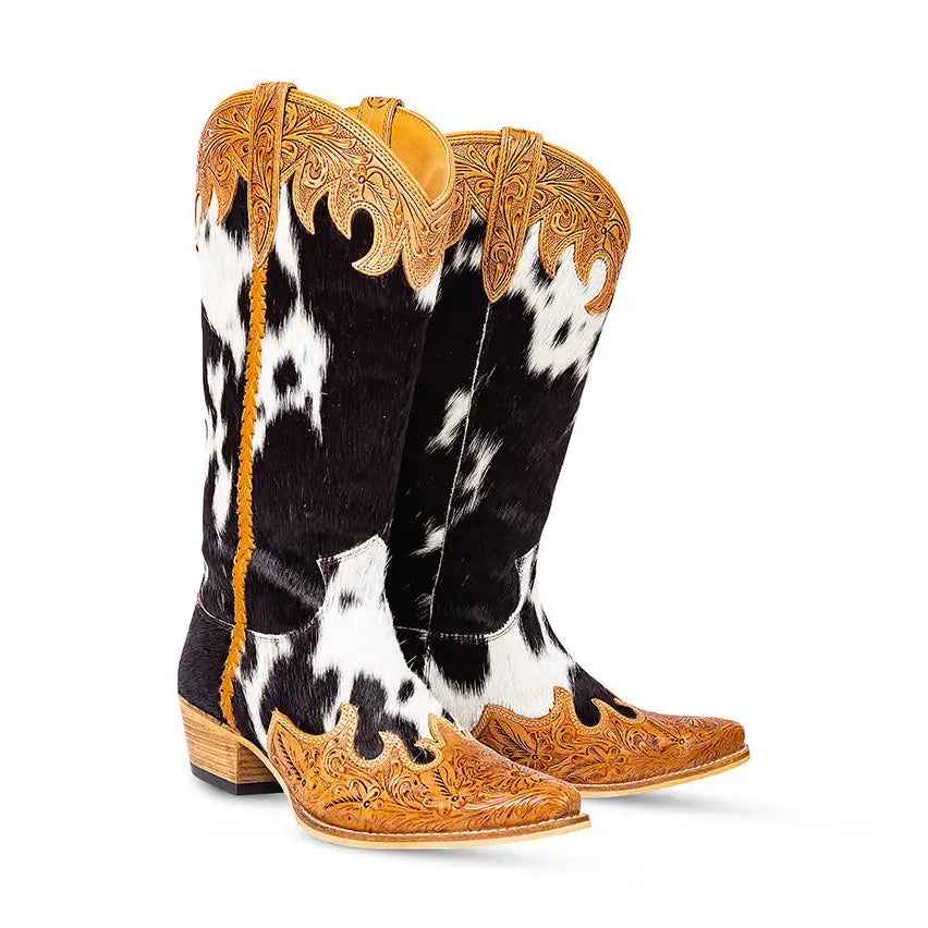 Myra Cowhide Tooled Leather Cowboy Boots