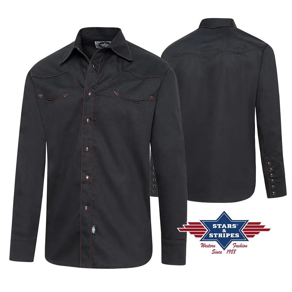 Stars & Stripes Piped Black Western Shirt
