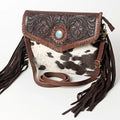 American Darling Cowhide Genuine Hand Tooled Leather Fringe Bag