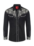 Mens Embroidered Black Western Shirt