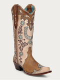Corral Honey Horseshoe Overlay Handwoven Snip Toe Cowboy BootS A4863