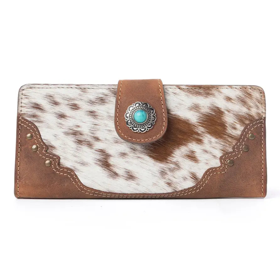 Myra Hair On Leather Purse in Honey Drift