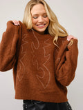Blue B Western Boot Stitch Pattern Crew Neck Sweater