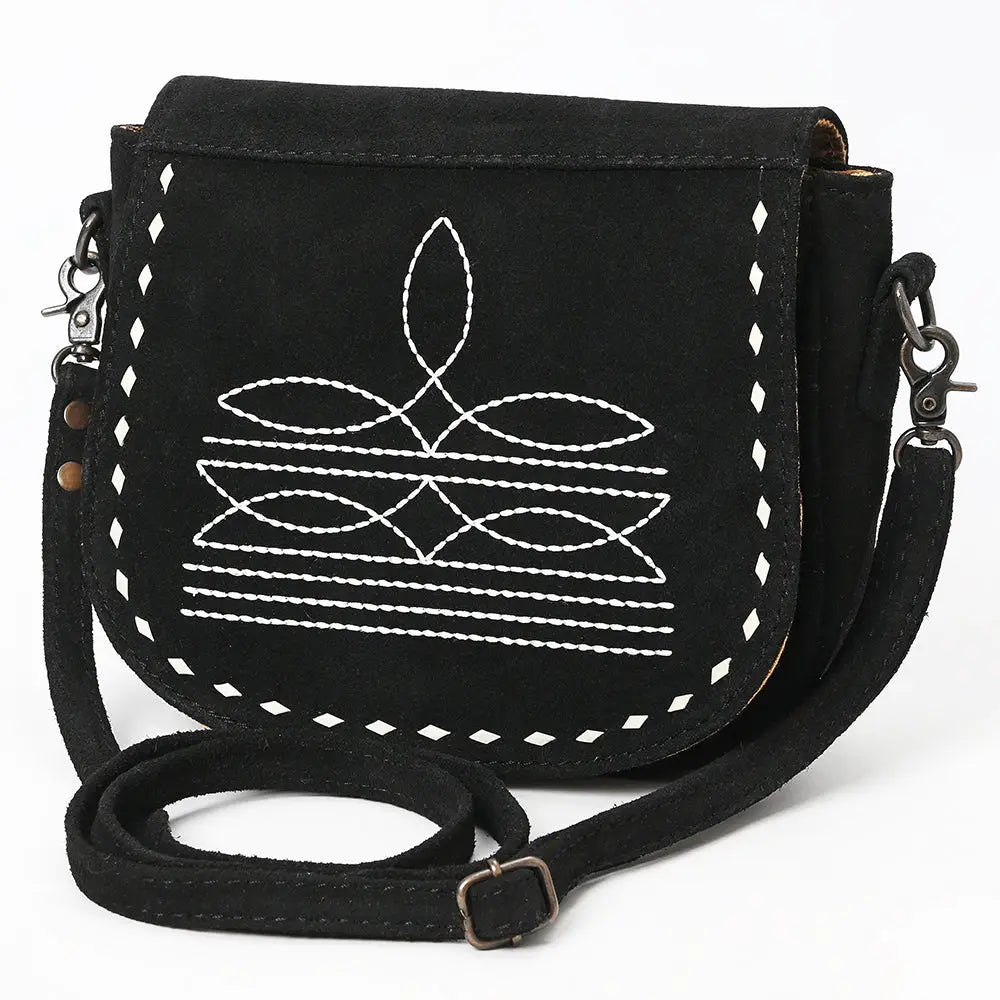 American Darling Boot Stitched Genuine Leather Suede Western Bag