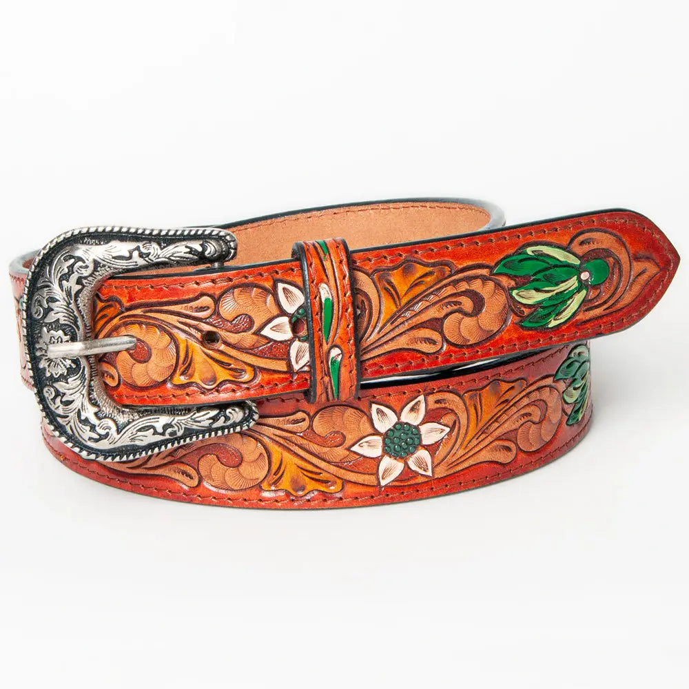 American Darling Hand Tooled Leather Western Belt
