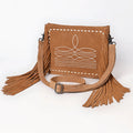 American Darling Fringed Cowboy Boot Stitch Brown Bag
