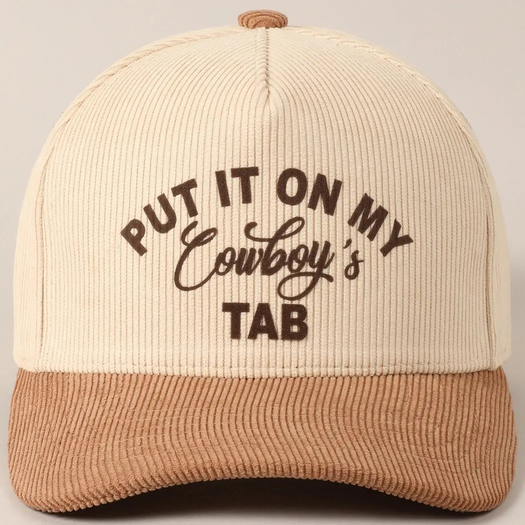 Put It On My Cowboys Tab Corduroy Cap