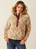 Ariat Cream Berber Snap Front Lone Ridge Print Sweatshirt