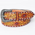 American Hand Tooled Leather Western Belt