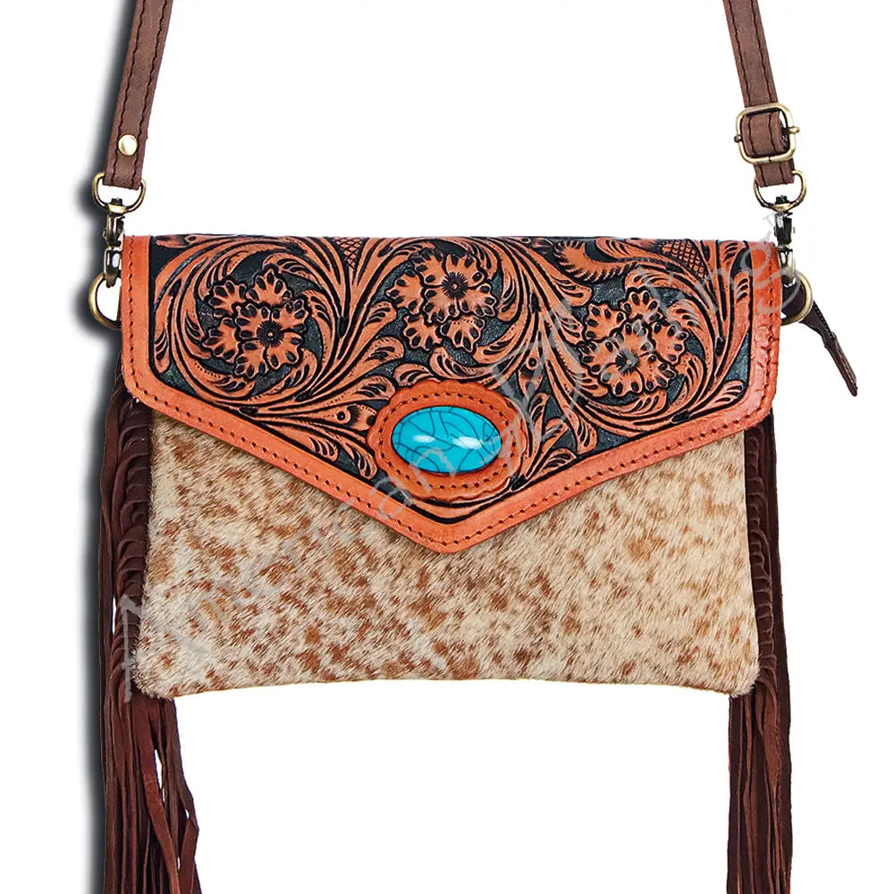 American Darling Fringe Hand Tooled Cowhide Western Bag