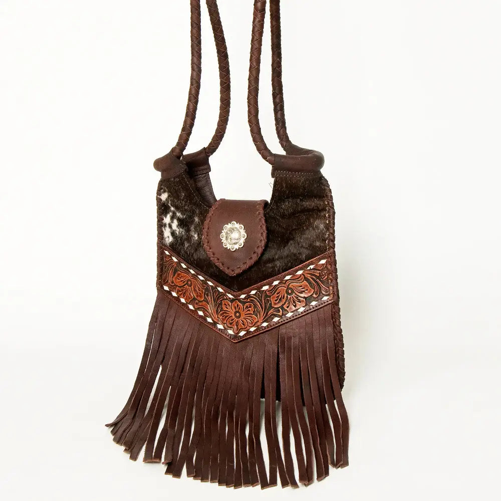 American Darling Cowhide Fringe Hand Tooled Western Bag