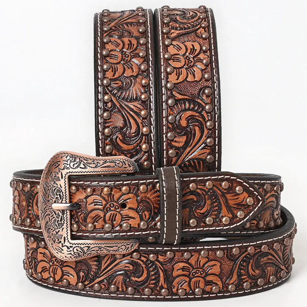 Genuine Hand Tooled Leather Western Belt
