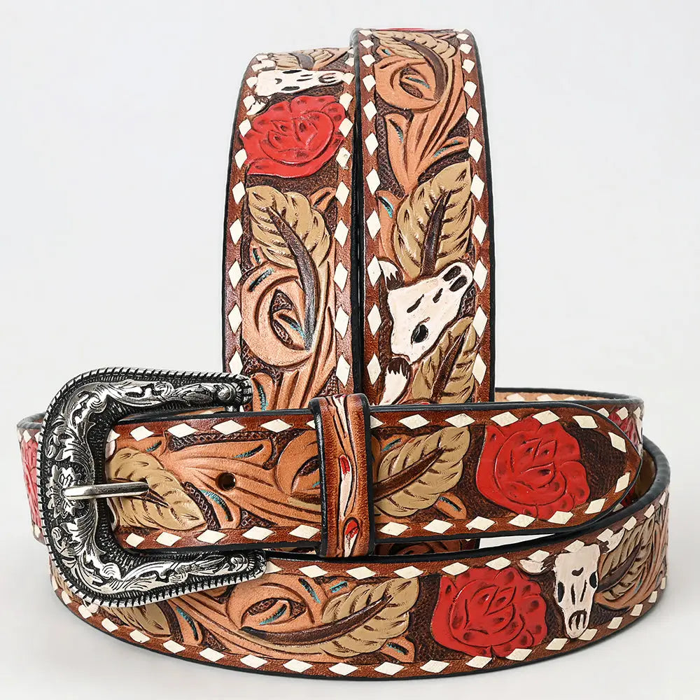 Genuine American Hand Tooled Leather Western Belt