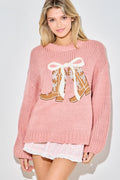 Pink Cowboy Boot Knit Jumper