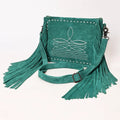 American Darling Fringed Cowboy Boot Stitch Turquoise Bag
