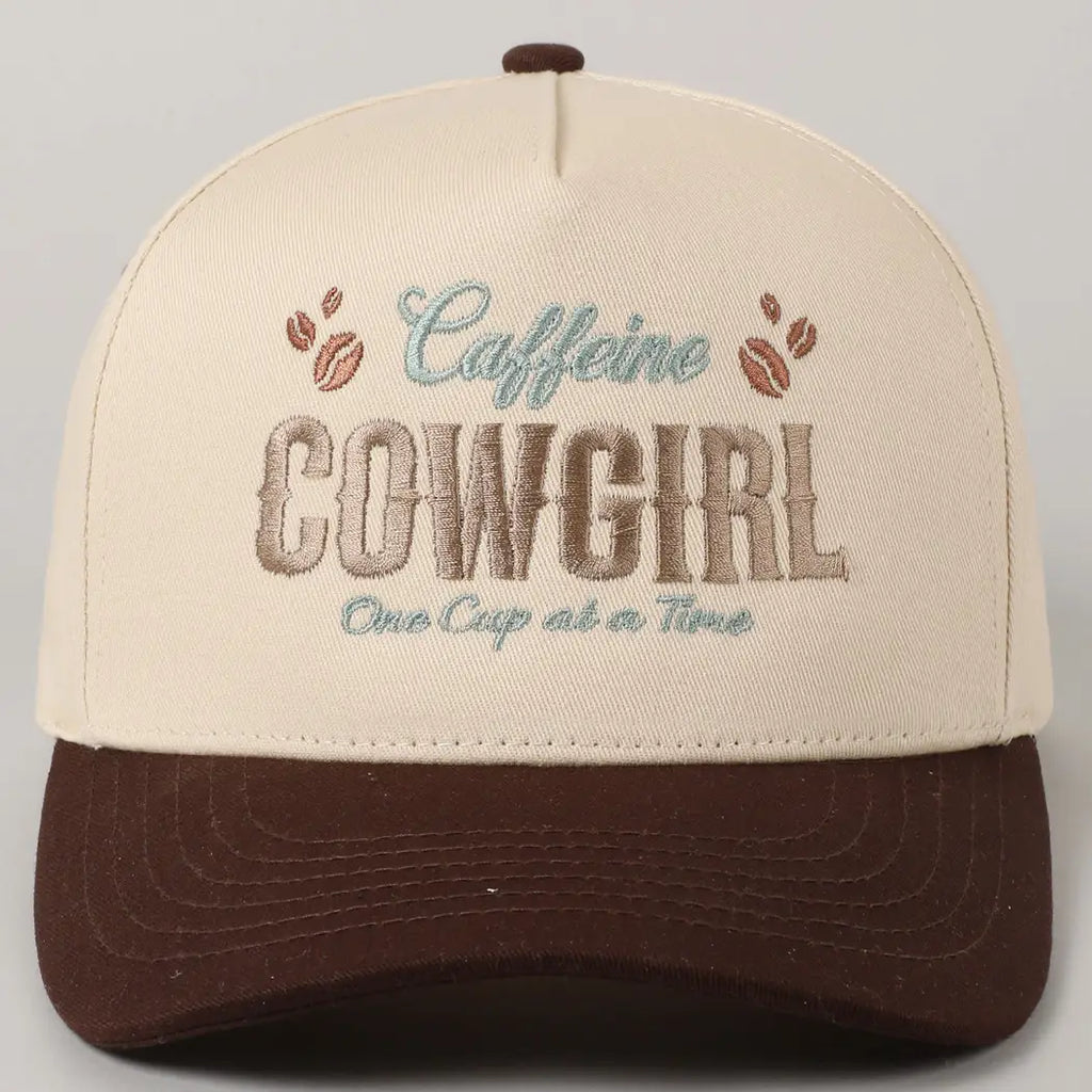 Caffeine Cowgirl Embroidered Trucker Cap