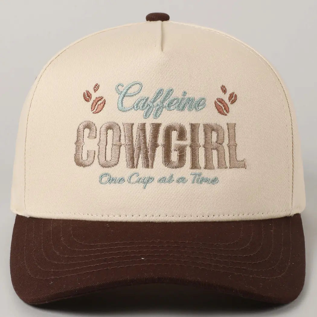 Caffeine Cowgirl Embroidered Trucker Cap
