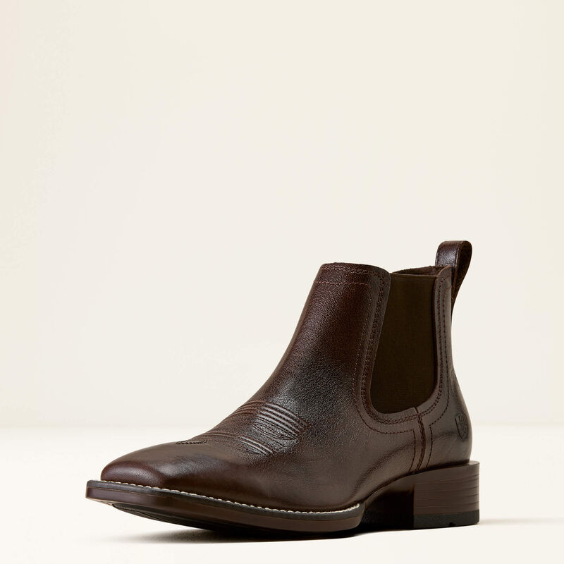 Ariat Booker Chelsea Wide Square Toe Western Boot Chocolate Chip