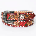 Red Hand Tooled American Leather Western Belt