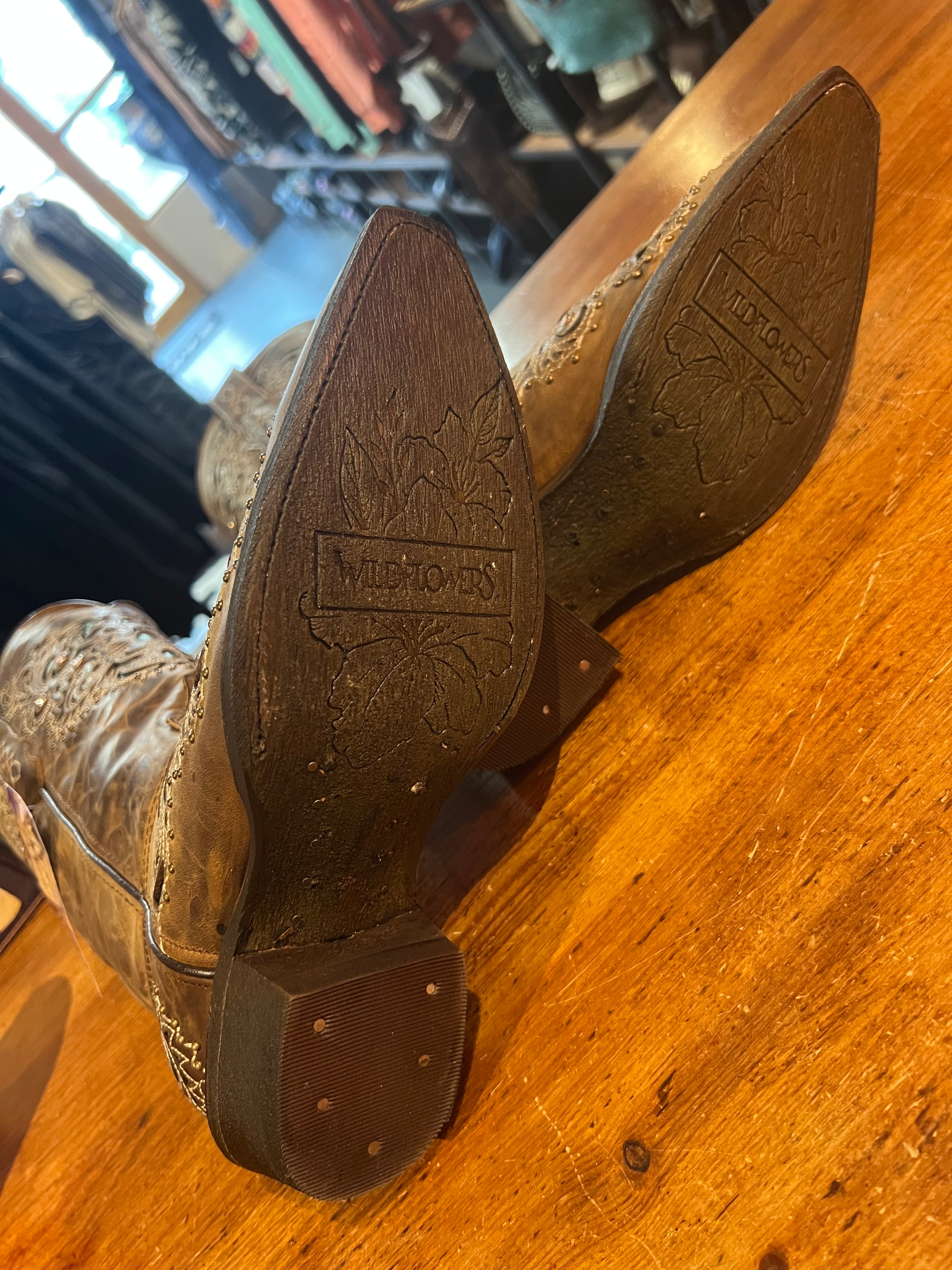 Wildflower Turquoise Diamanté Leather Cowboy Boots