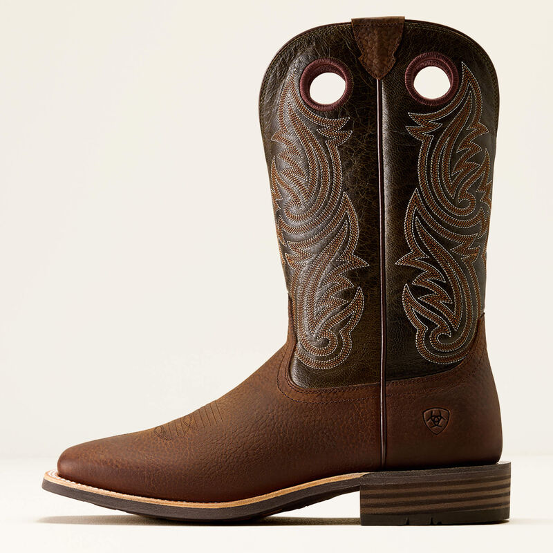 Ariat Highland Toughstock Wide Square Toe Western Boot Brown Oiled Rowdy