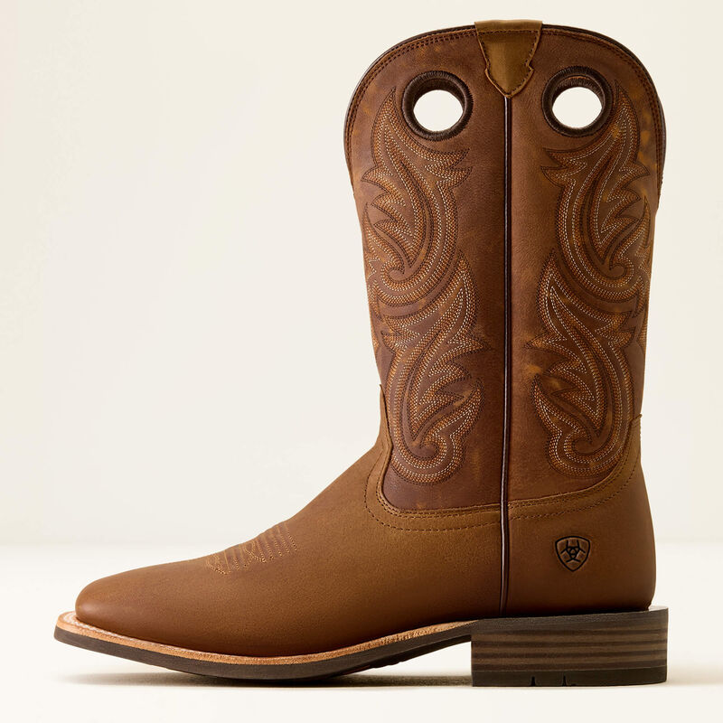 Ariat Highland Toughstock Wide Square Toe Western Boot Distressed Brown
