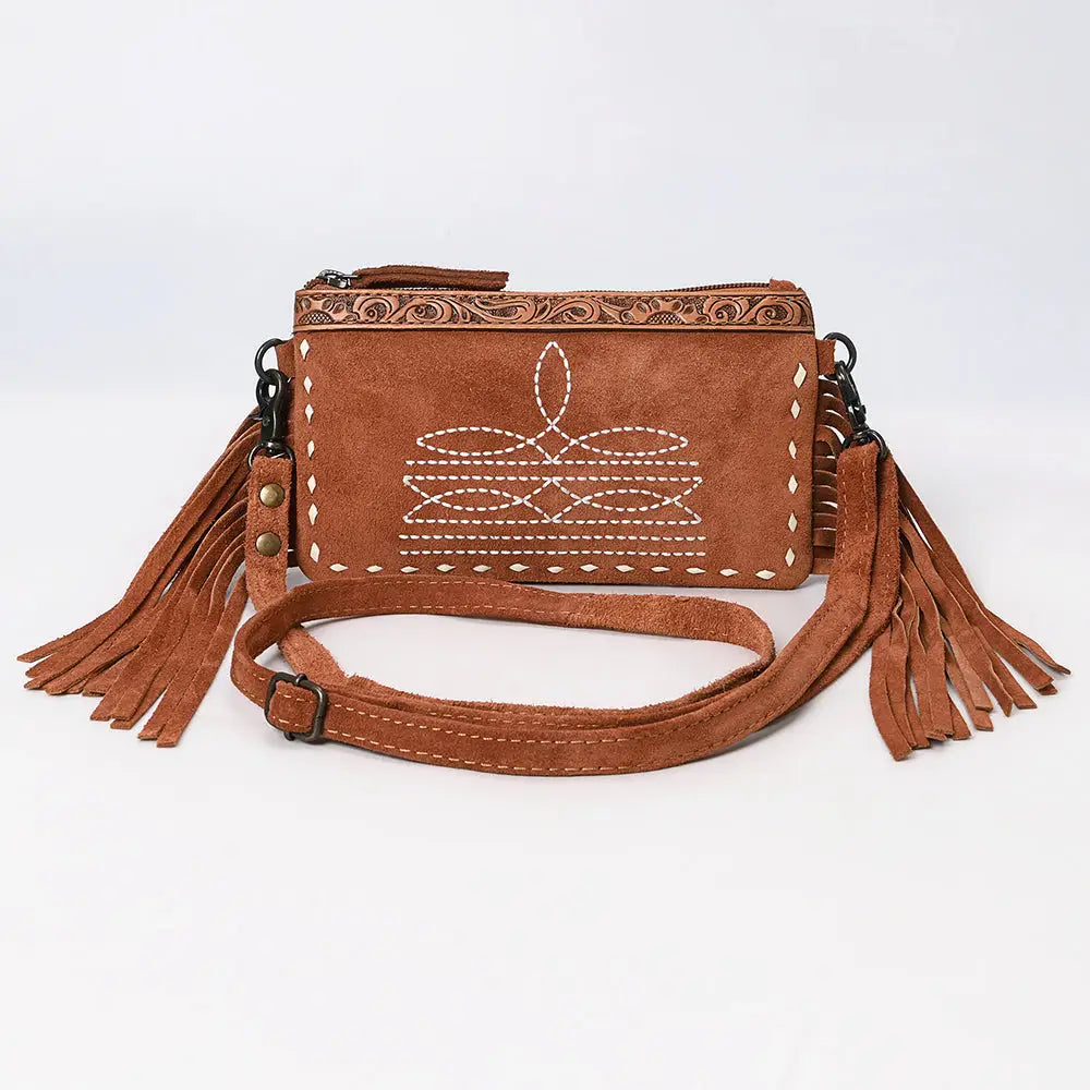 American Darling Boot Stitched Genuine Suede Leather Western Purse Bag