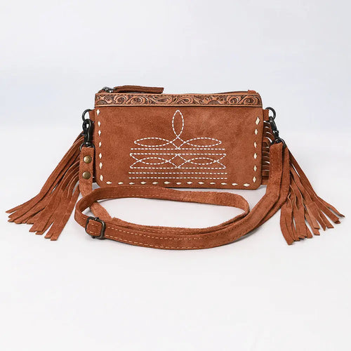 American Darling Boot Stitched Genuine Suede Leather Western Purse Bag