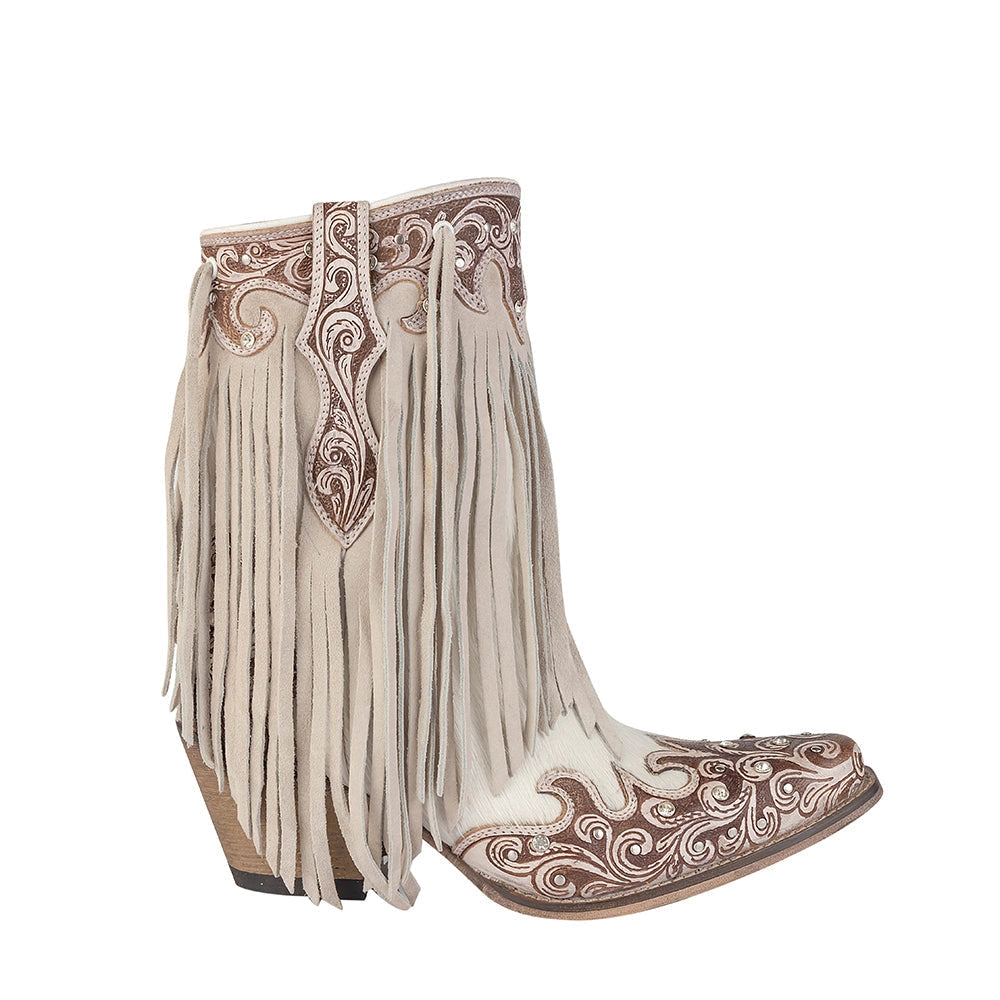 Canyon Fringed Hand-Tooled Boots 10611