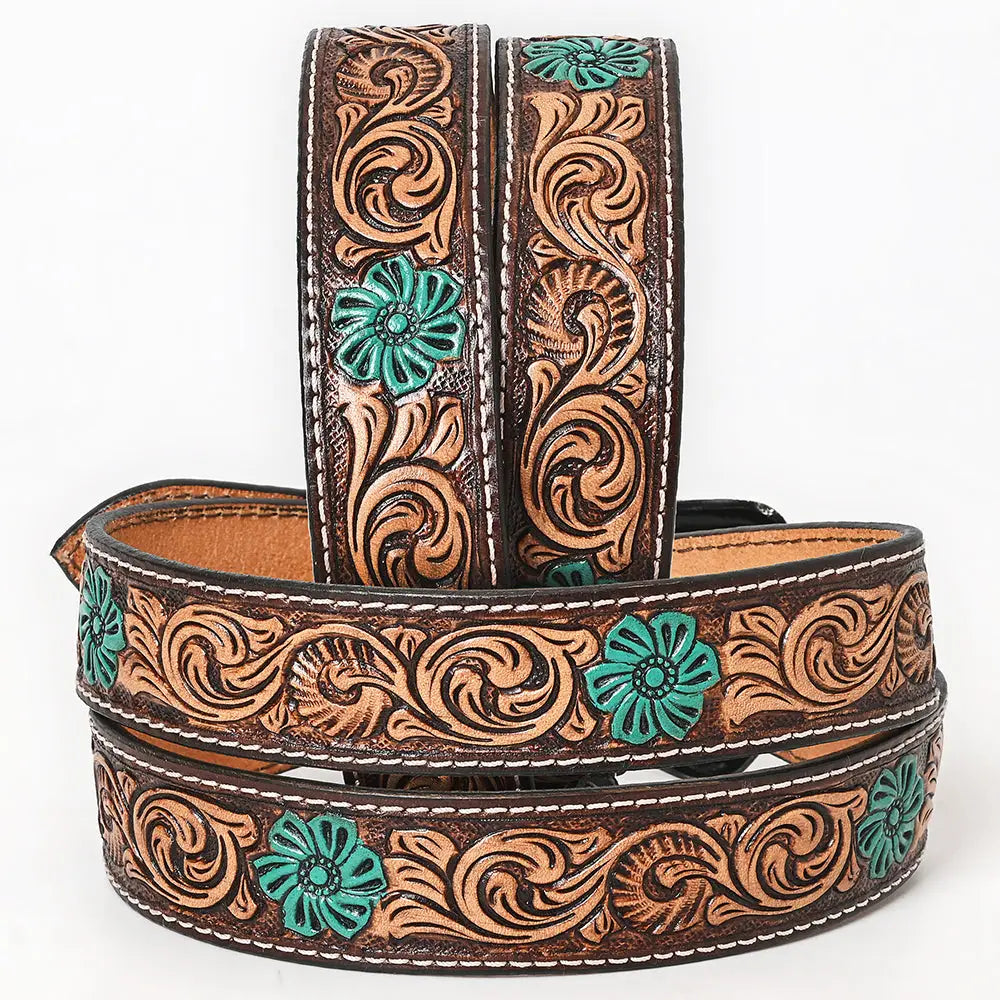 Genuine Hand Tooled Leather Belt