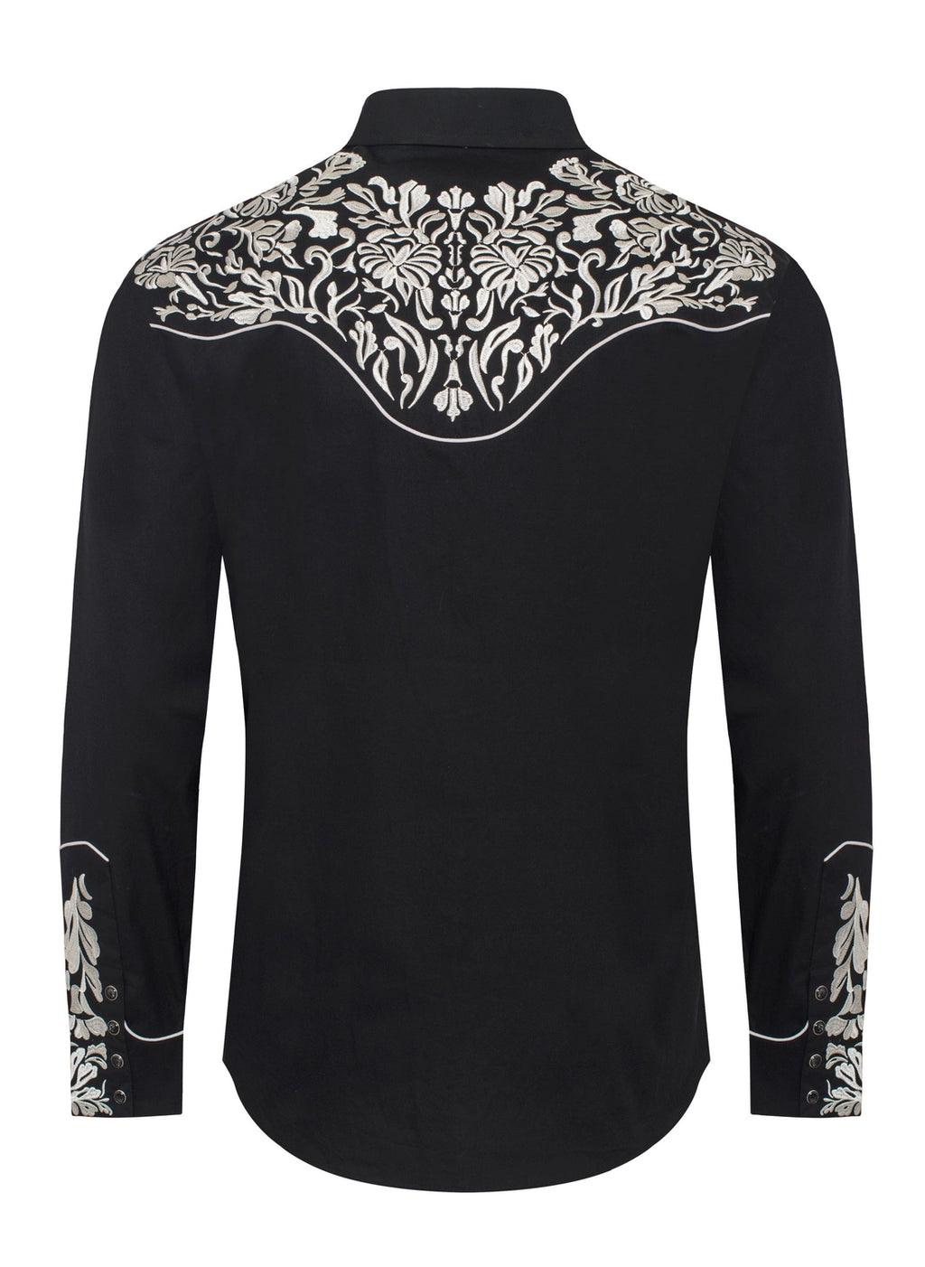 Mens Embroidered Black Western Shirt