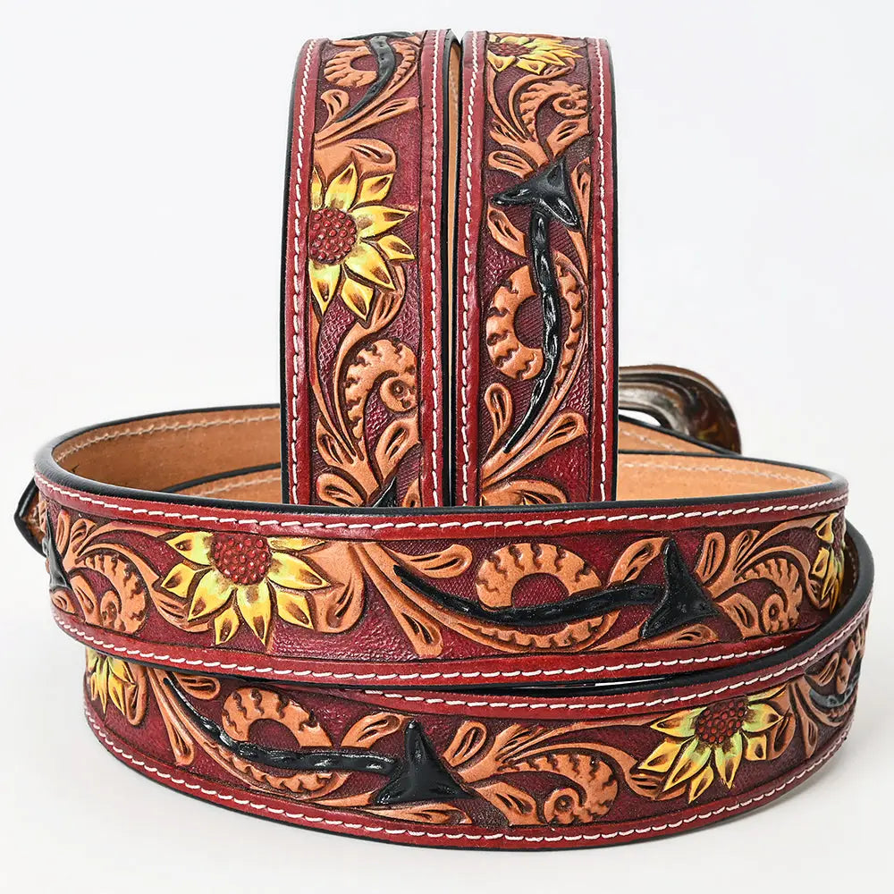 Genuine American Hand Tooled Leather Western Belt