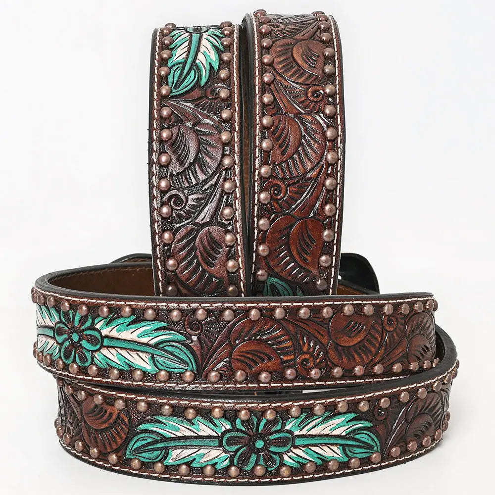 Genuine Hand Tooled Leather Western Belt
