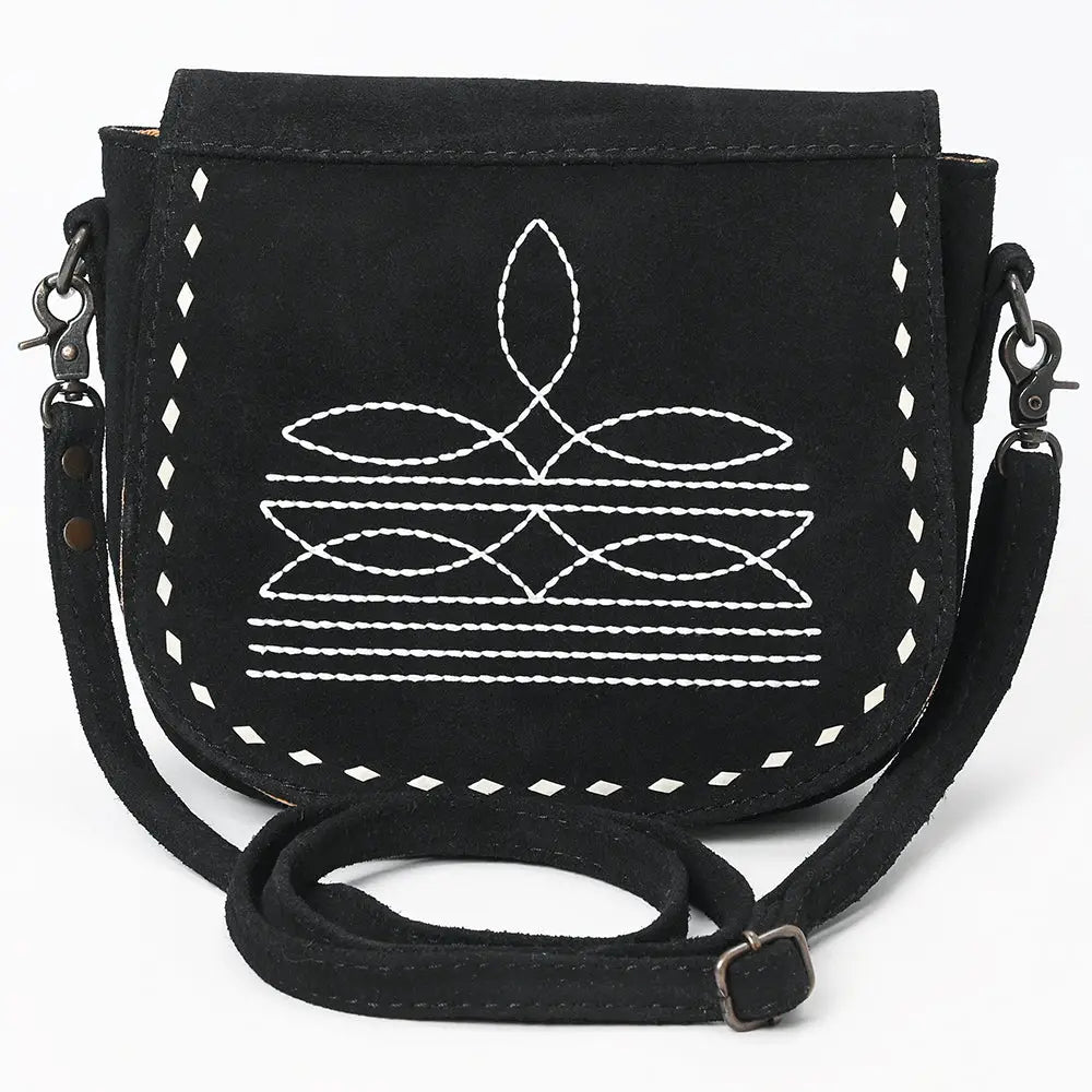 American Darling Boot Stitched Genuine Leather Suede Western Bag