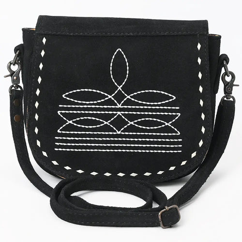 American Darling Boot Stitched Genuine Leather Suede Western Bag