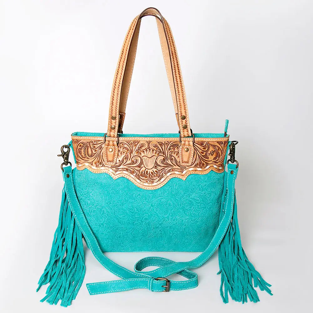 American Darling Genuine Leather Turquoise Fringe Western Bag