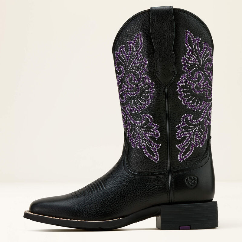 Ariat Round Up StretchFit Wide Square Toe Western Boot Black
