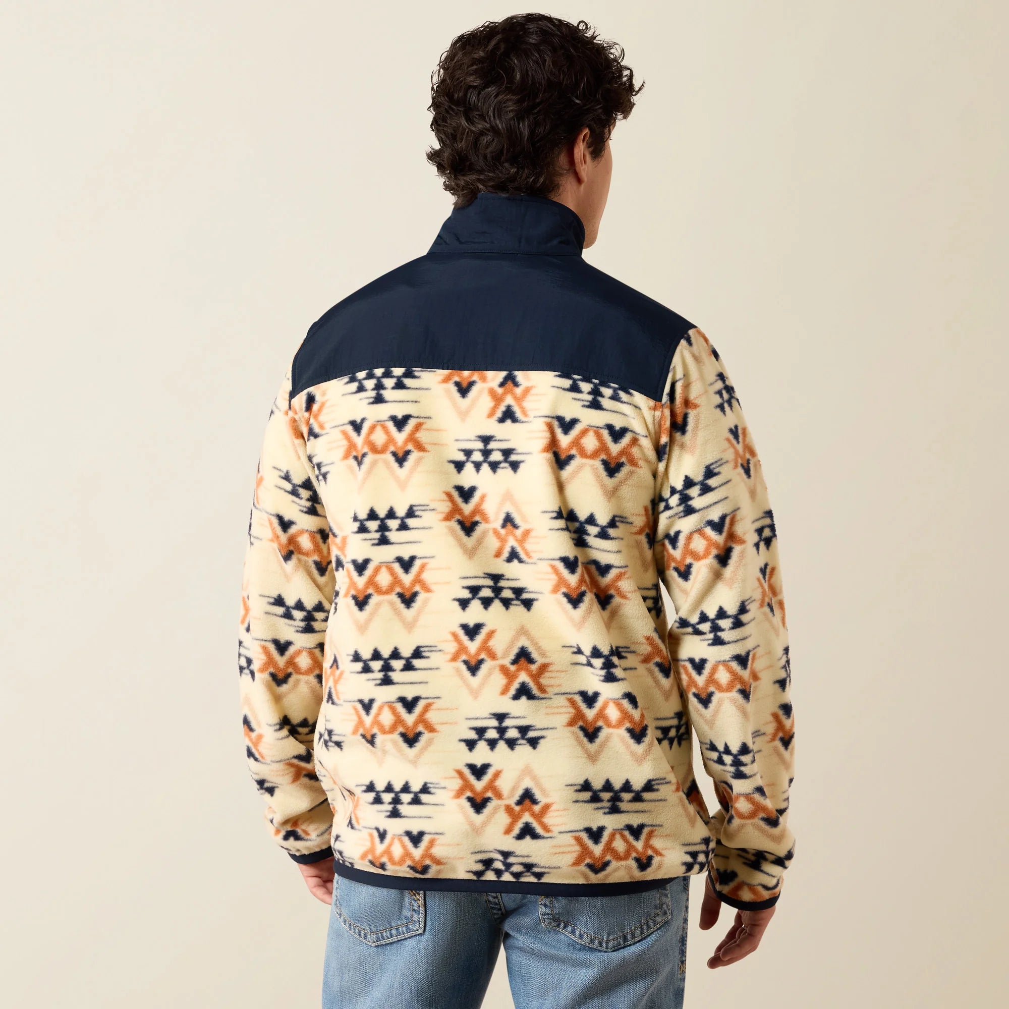 Ariat Basis Fleece Pullover in Oxford Tan Arrows