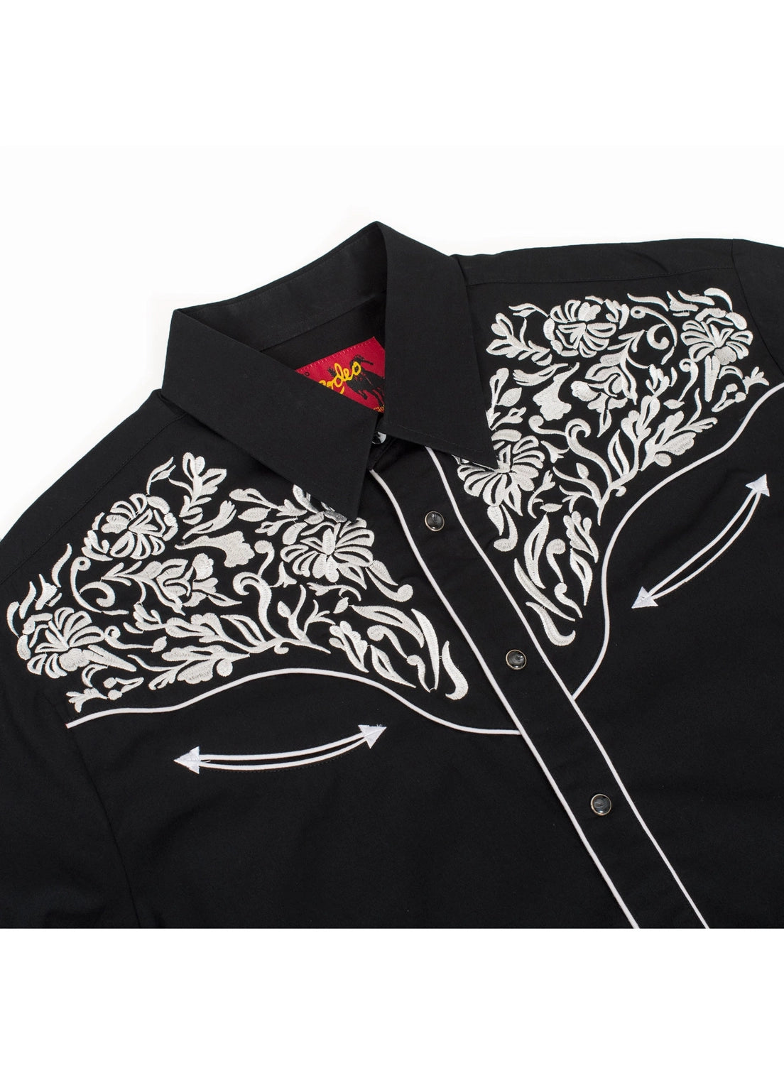 Mens Embroidered Black Western Shirt