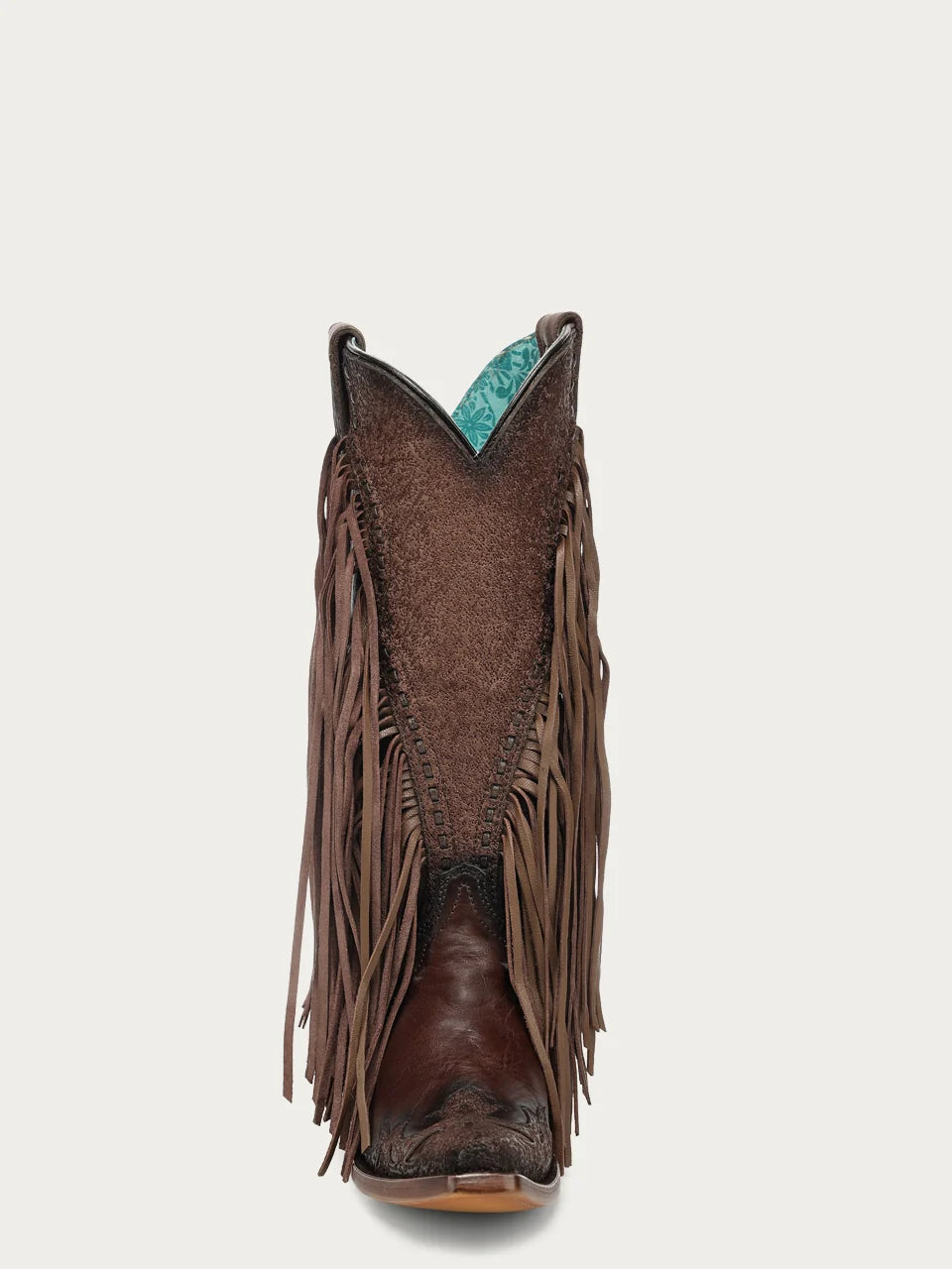 Corral Brown Overlay Lamb Fringe Woven Snip Toe Cowboy Boots A5023