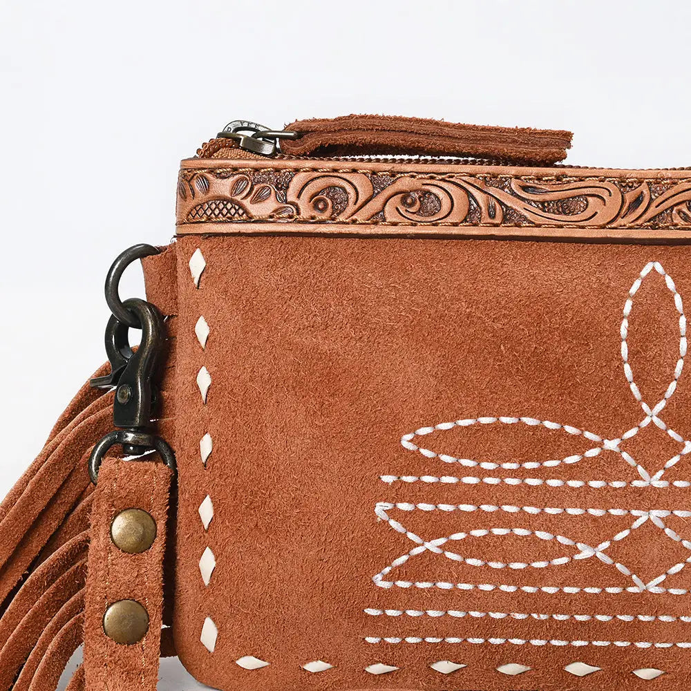 American Darling Boot Stitched Genuine Suede Leather Western Purse Bag